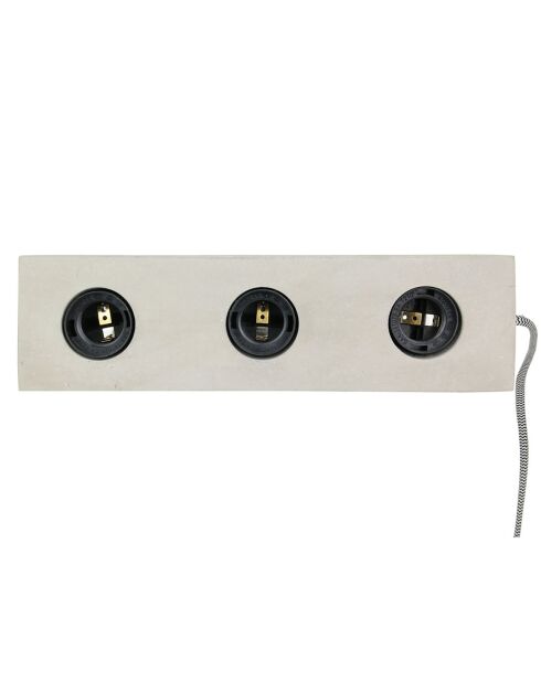 Lampe à poser béton 3 ampoules grise - 27x7.5x9 cm