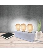 Lampe à poser béton 3 ampoules grise - 27x7.5x9 cm