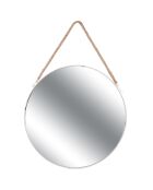 Miroir rond anse jonc blanc - D.50 cm