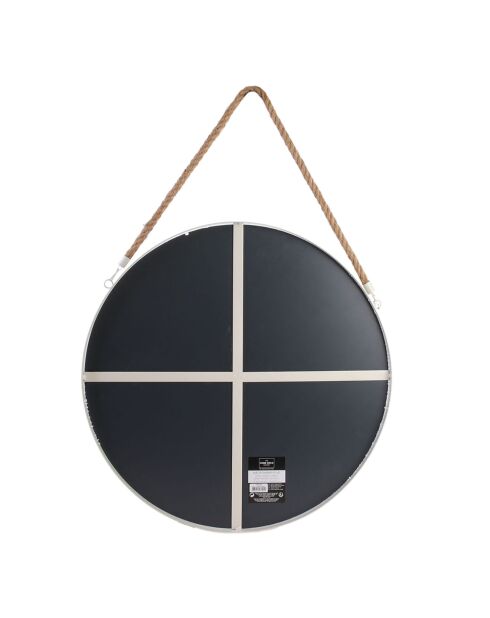 Miroir rond anse jonc blanc - D.50 cm