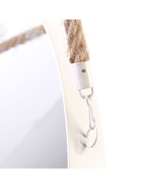 Miroir rond anse jonc blanc - D.50 cm