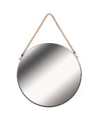 Miroir rond anse jonc noir - D.50 cm