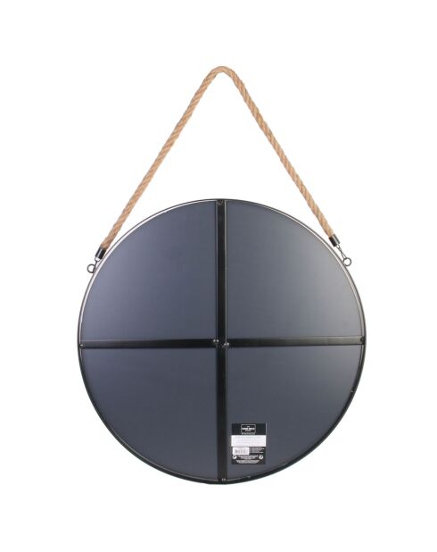 Miroir rond anse jonc noir - D.50 cm