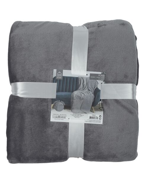 Plaid flanelle sherpa XXL gris foncé - 140x200 cm