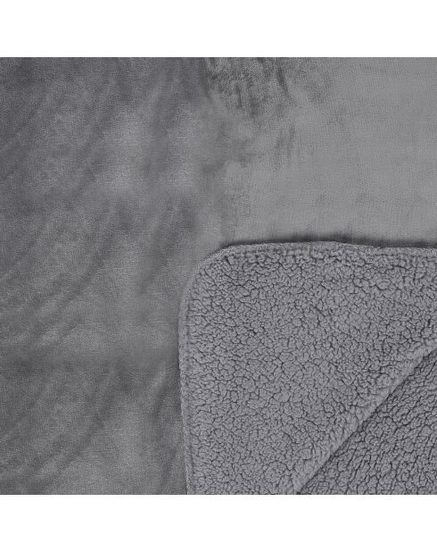 Plaid flanelle sherpa XXL gris foncé - 140x200 cm