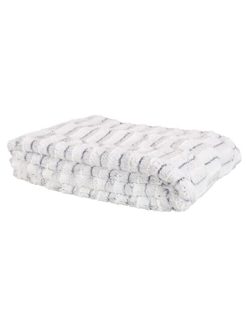 Plaid carreaux imitation fourrure XXL gris clair - 140x204 cm