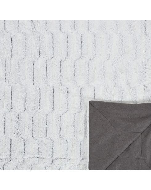 Plaid carreaux imitation fourrure XXL gris clair - 140x204 cm