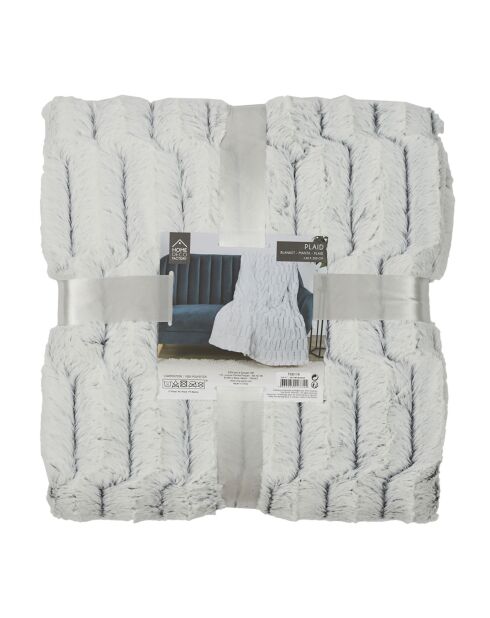 Plaid carreaux imitation fourrure XXL gris clair - 140x204 cm