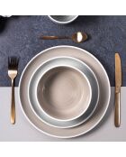 6 platos de gres bicolor/gris - D.20,5 cm