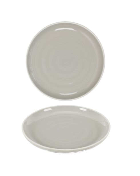 6 Teller aus zweifarbigem und grauem Steinzeug - D.20,5 cm