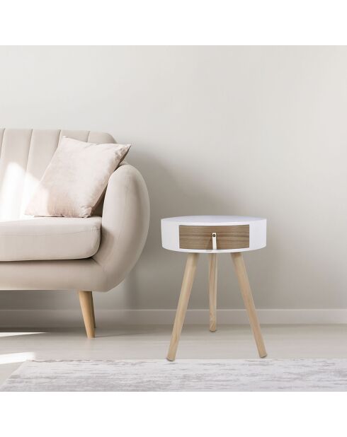 Table de Chevet Nora blanche - D.35x46.5 cm