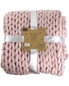 Plaid grosse maille chunky rose - 150x120 cm