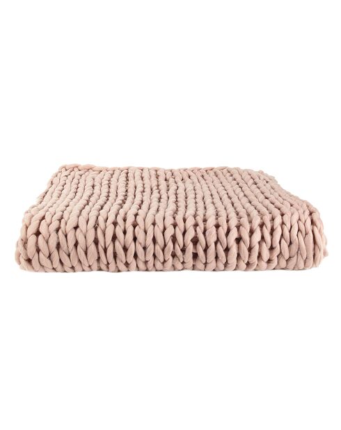 Plaid grosse maille chunky rose - 150x120 cm