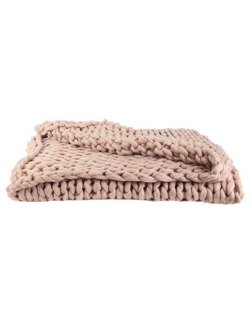 Plaid grosse maille chunky rose - 150x120 cm