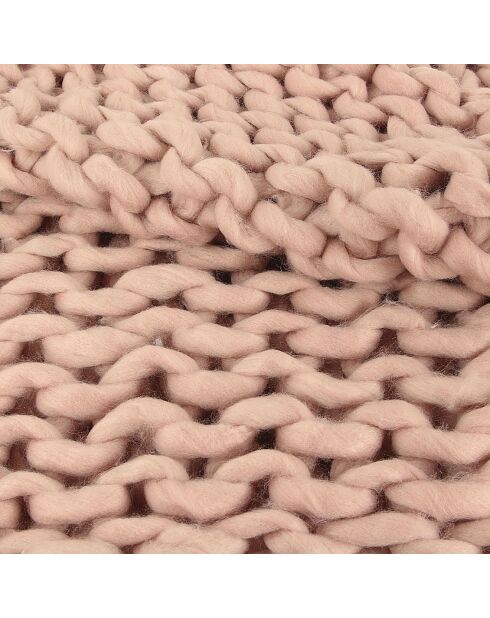 Plaid grosse maille chunky rose - 150x120 cm