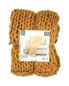 Plaid grosse maille chunky jaune - 150x120 cm