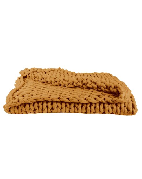 Plaid grosse maille chunky jaune - 150x120 cm