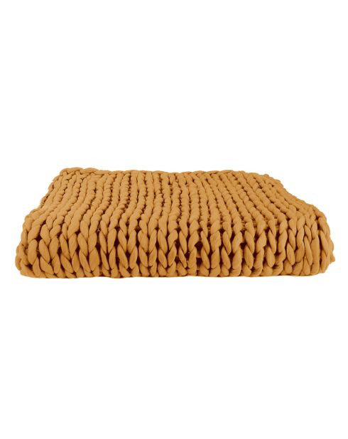 Plaid grosse maille chunky jaune - 150x120 cm