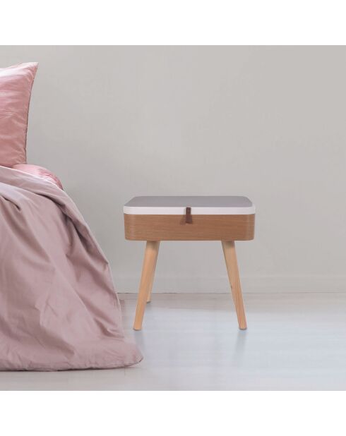 Table de Chevet Elin beige/blanc - 40x30x52.30 cm