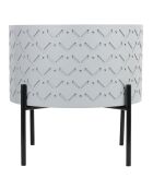 Table d'appoint coffre bois à motif grise - 35x35x35 cm