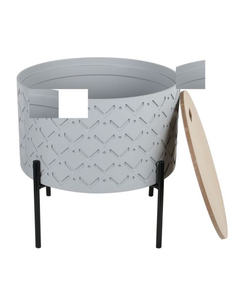 Table d'appoint coffre bois à motif grise - 35x35x35 cm