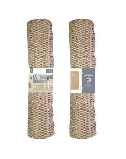 Tapis en toile de jute avec franges marron - 120x170 cm