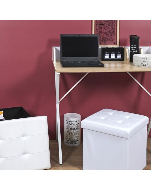 Bureau Brice blanc/marron - 90x50x84 cm