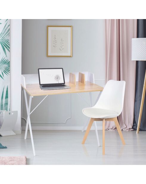 Bureau Brice blanc/marron - 90x50x84 cm