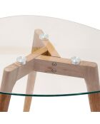 2 Tables gigognes en verre trempé galet transparent/beige