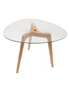 2 Tables gigognes en verre trempé galet transparent/beige