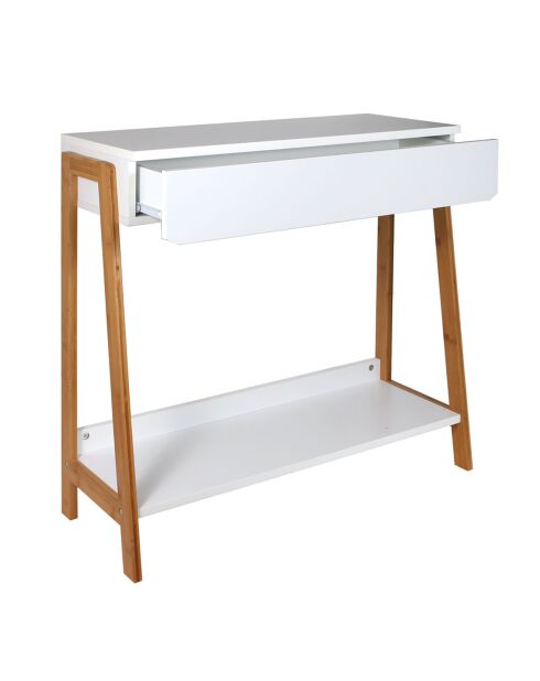 Console avec tiroir blanc/beige - 83.80x34x77 cm