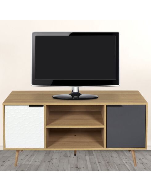 Meuble TV Sven blanc/gris anthracite - 39x120x56.30 cm