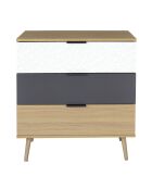 Commode 3 tiroirs Sven blanc/gris anthracite - 39x75x80 cm