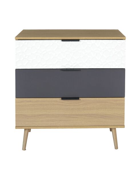 Commode 3 tiroirs Sven blanc/gris anthracite - 39x75x80 cm