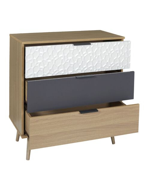 Commode 3 tiroirs Sven blanc/gris anthracite - 39x75x80 cm