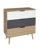 Commode 3 tiroirs Sven blanc/gris anthracite - 39x75x80 cm