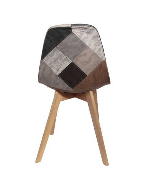 4 Chaises patchwork marron/gris - 46x55x85 cm