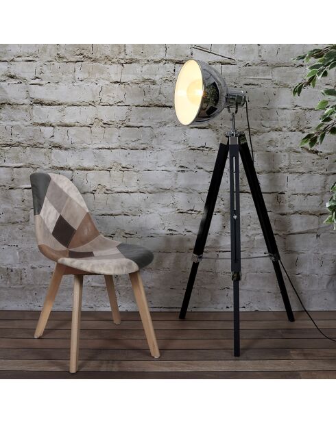 4 Chaises patchwork marron/gris - 46x55x85 cm