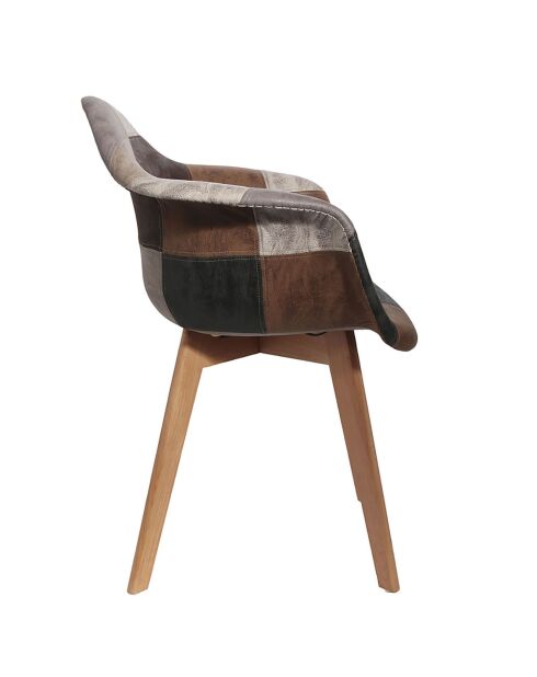 2 Fauteuils patchwork marron - 62x59x84 cm