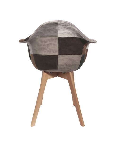 2 Fauteuils patchwork marron - 62x59x84 cm