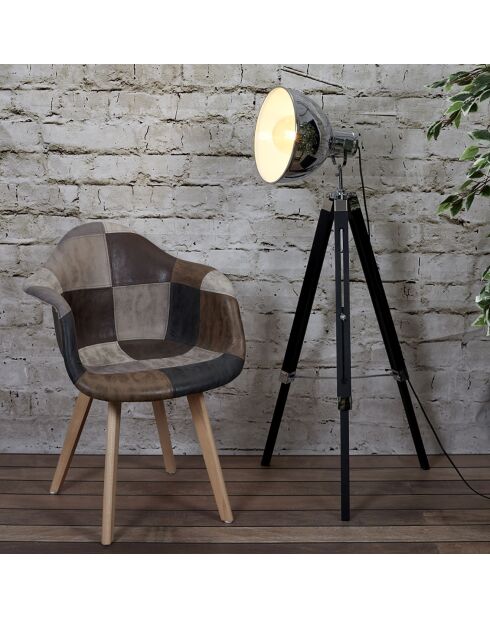 2 Fauteuils patchwork marron - 62x59x84 cm