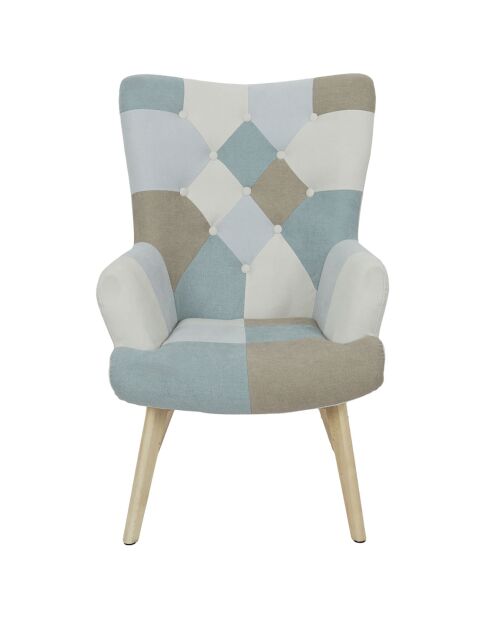 Fauteuil Helsinki patchwork bleu - 66x72x99.5 cm