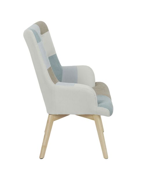 Fauteuil Helsinki patchwork bleu - 66x72x99.5 cm