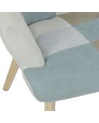 Fauteuil Helsinki patchwork bleu - 66x72x99.5 cm