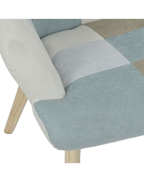 Fauteuil Helsinki patchwork bleu - 66x72x99.5 cm