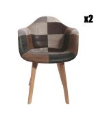 2 Fauteuils patchwork marron - 62x59x84 cm