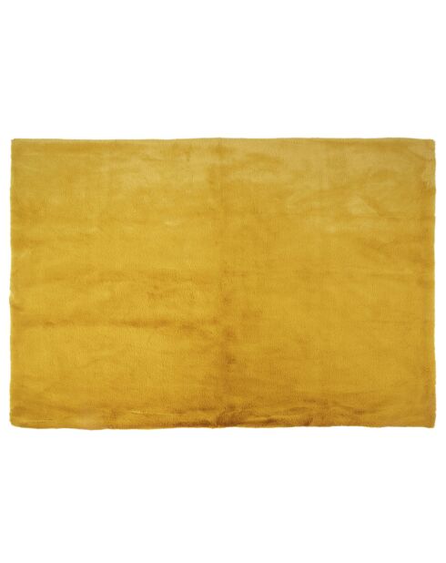 Tapis imitation fourrure fin jaune - 170x120 cm