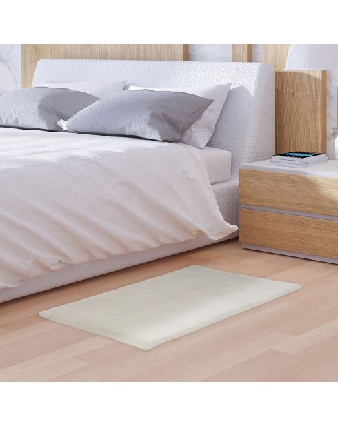 Tapis imitation fourrure fin beige - 110x60 cm
