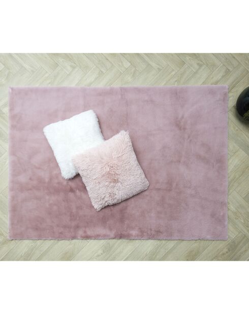 Tapis imitation fourrure fin rose - 170x120 cm
