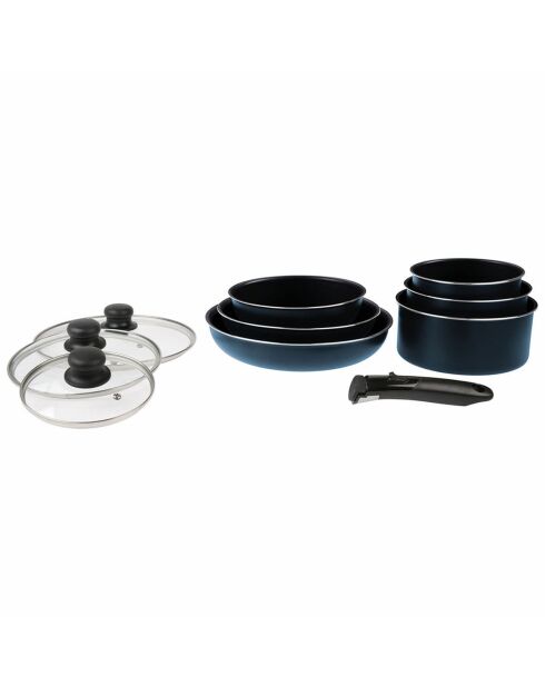 Batterie de cuisine induction Sitramovible Family bleue - 10 pièces